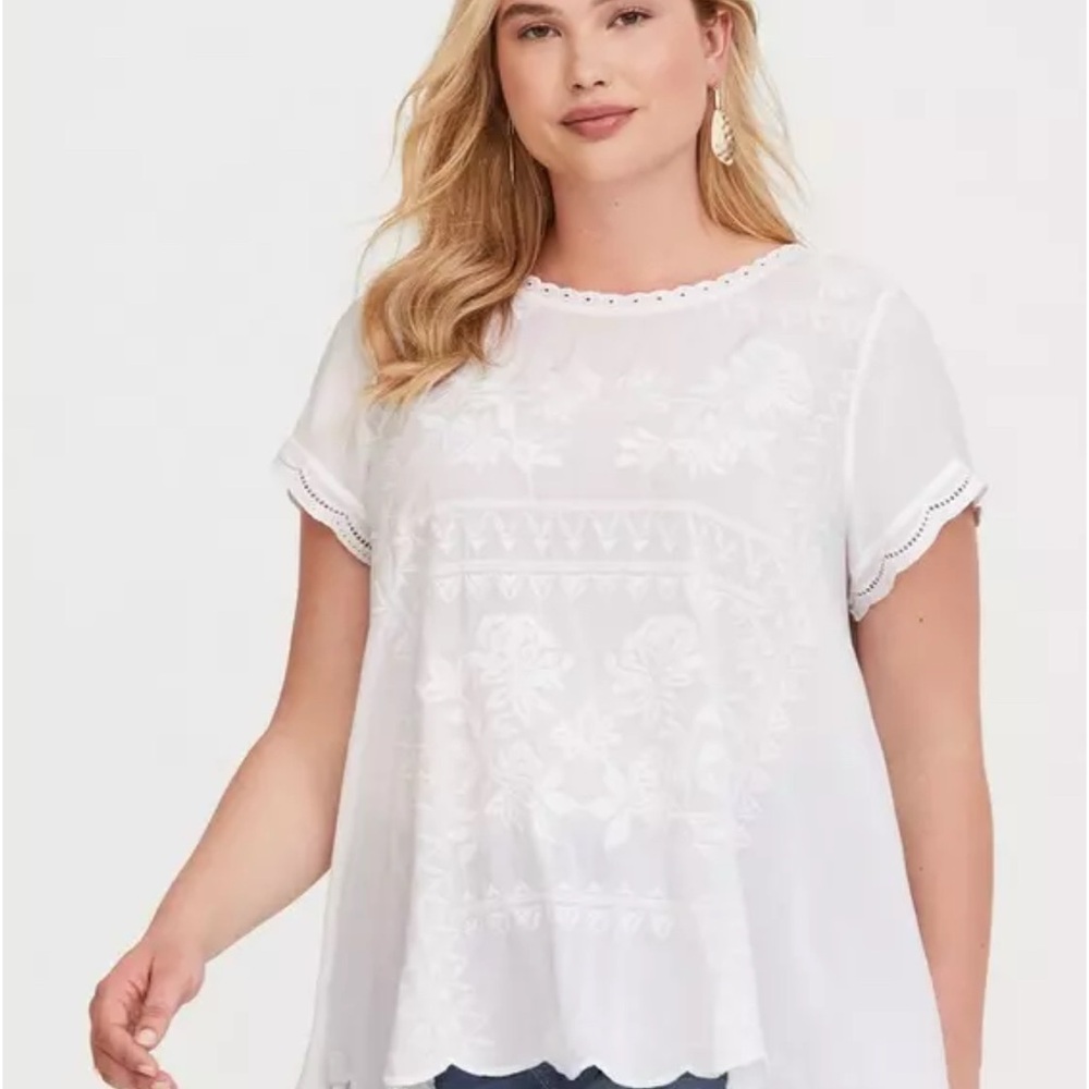 Torrid Ivory Embroidered Blouse